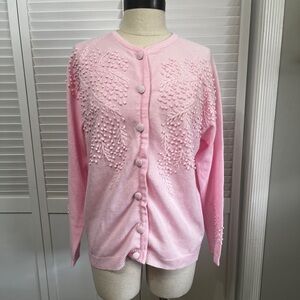 Vintage Pink Women's Cardigan with Embroidery